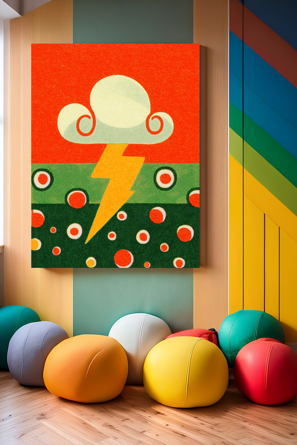 Midwest Modern Lightning Strike Print - Matte Canvas, Stretched, 1.25" -  home decor, wall art, nature, weather, lightning, storms