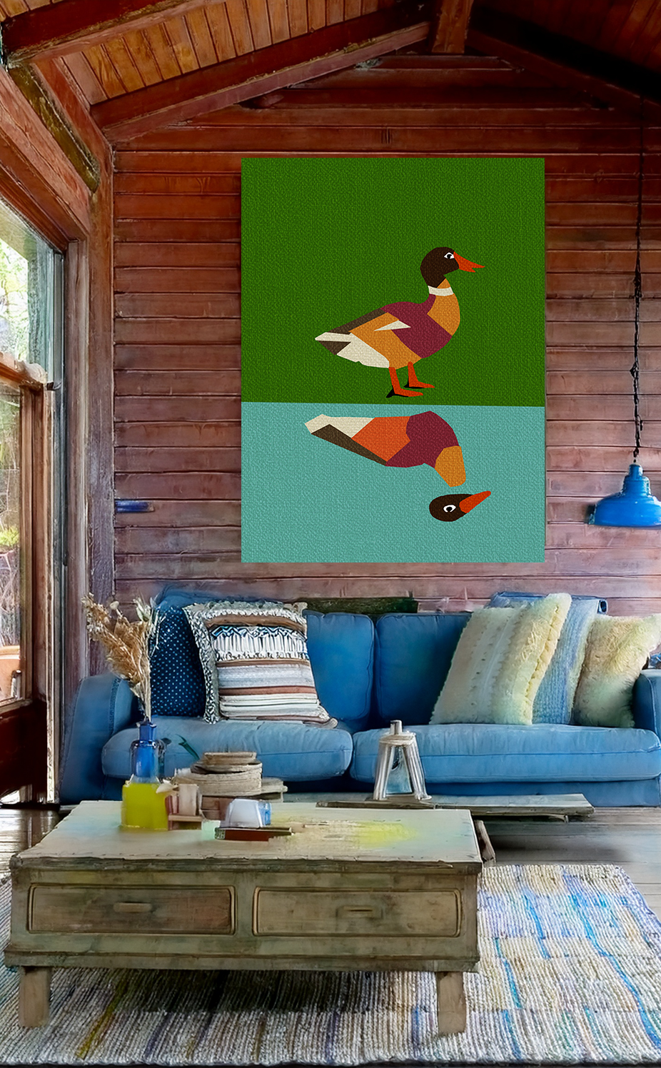 Midwest Modern Mallard Duck Cabin Pop Art Print - Matte Canvas, Stretched, 1.25" -  home decor, wall art, duck, vintage, cabin, cottage, shabby