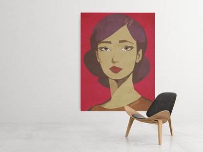 Woman in Red Portrait Graphic Art Print - Matte Canvas, Stretched, 1.25"