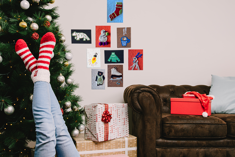 Midwest Mod Retro Holiday Deer- One-of-a-Kind Holiday Art Panel