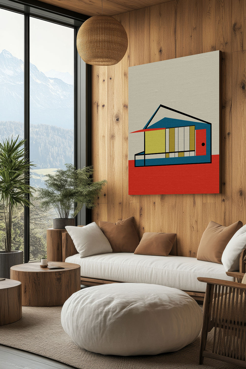 Midwest Modern Abstract MCM Inspired Classic House Home Art - Matte Canvas, Stretched, 1.25" -  home decor, wall art, mid-century, mod, mcm