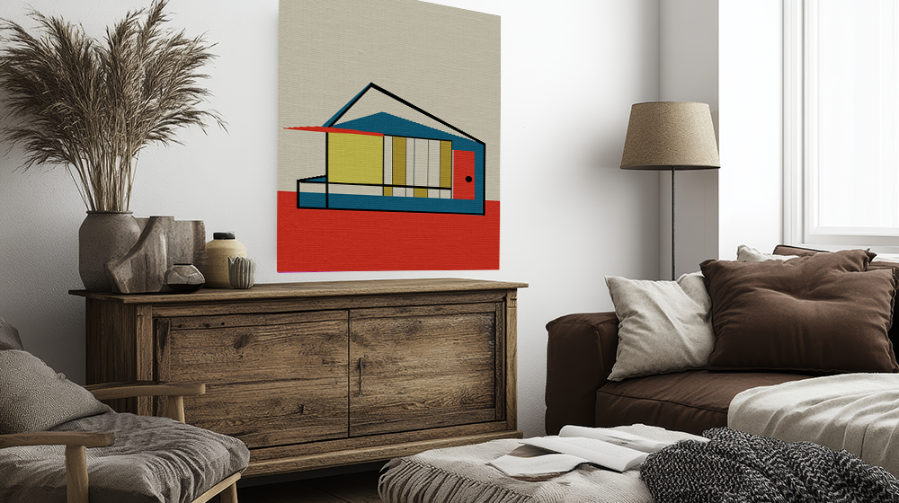 Midwest Modern Abstract MCM Inspired Classic House Home Art - Matte Canvas, Stretched, 1.25" -  home decor, wall art, mid-century, mod, mcm