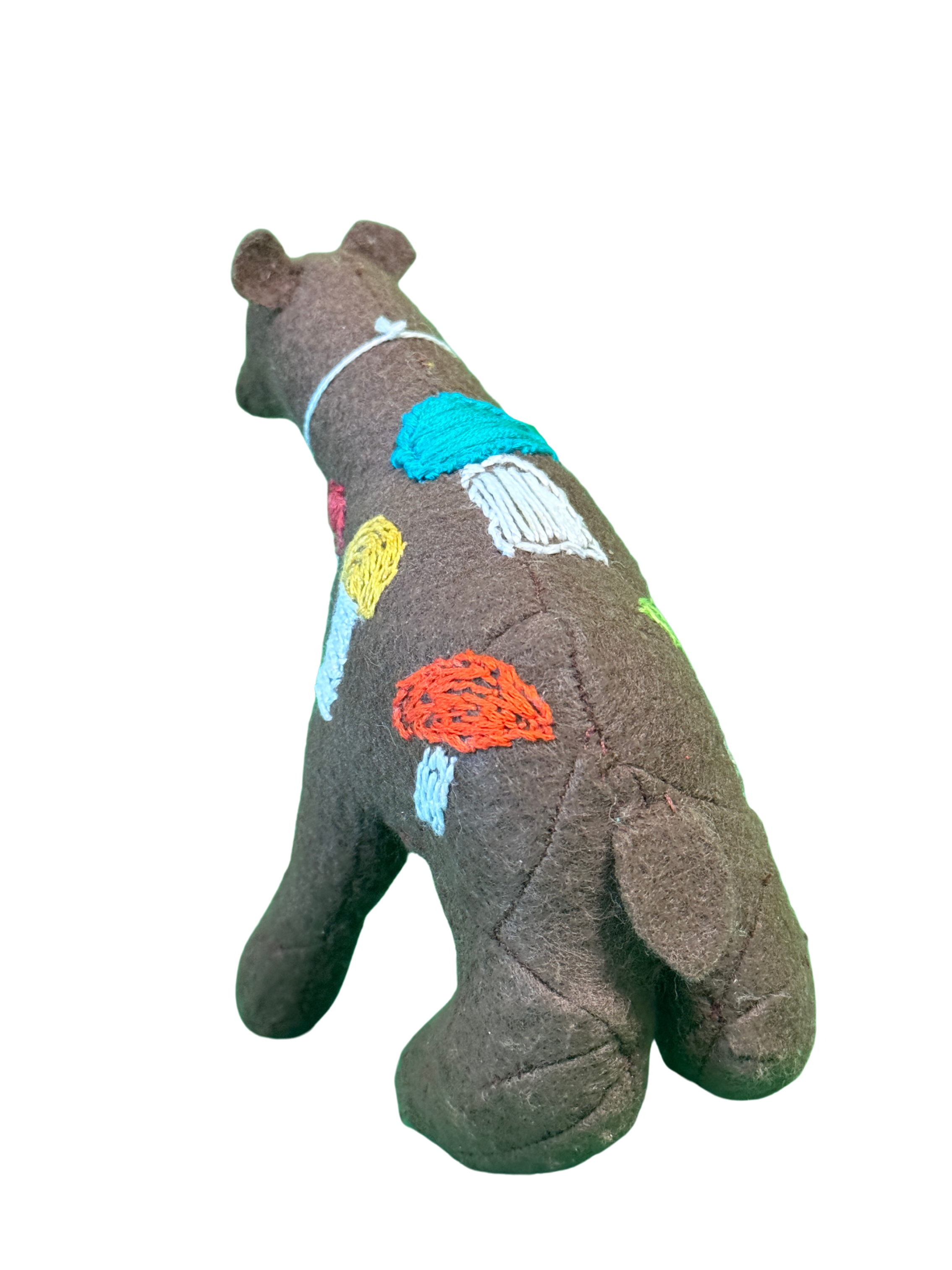 One of Kind Soft Art Sculpture Mushroom Bear - Woodland Collection - Hand Embroidered