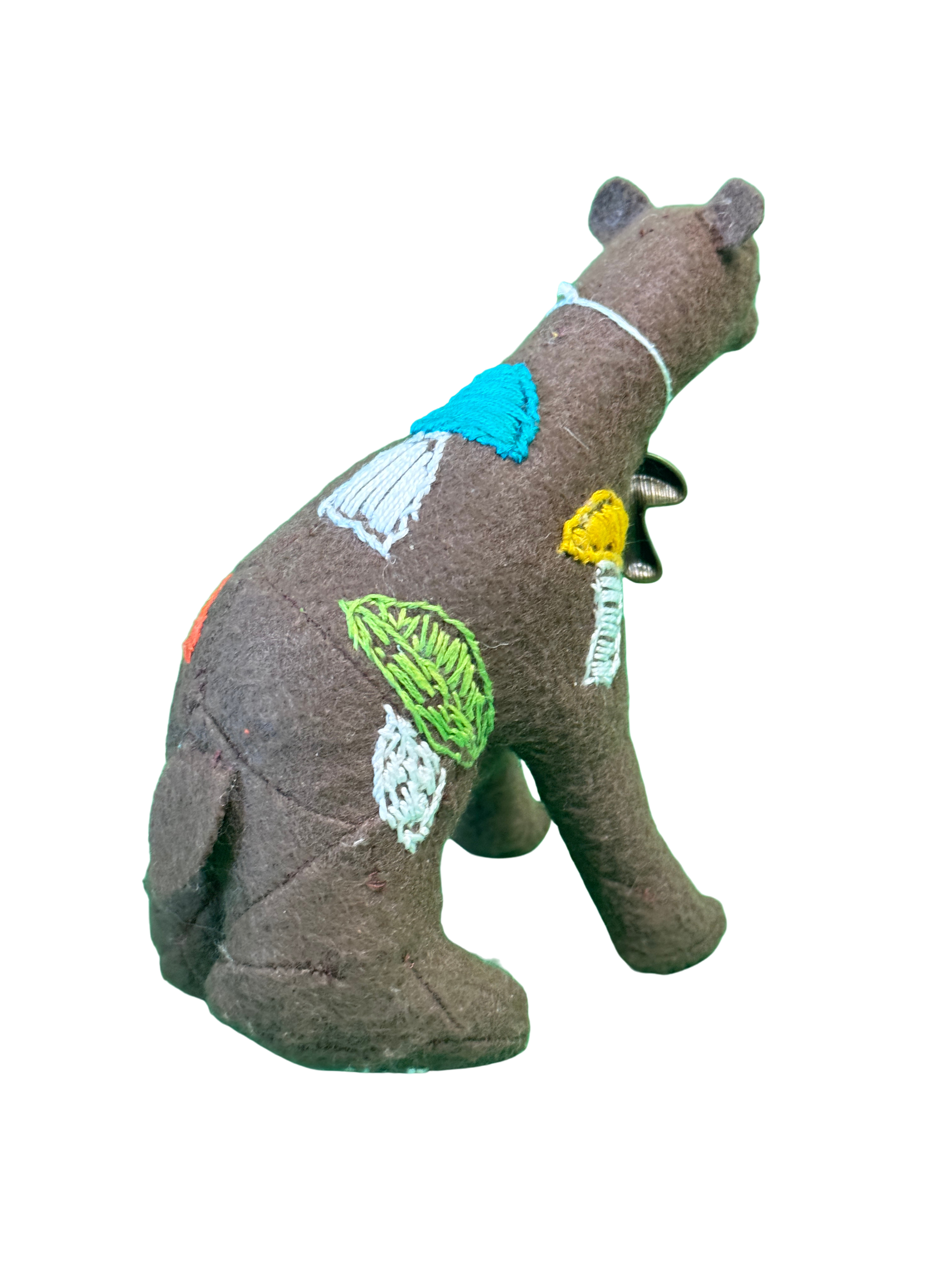 One of Kind Soft Art Sculpture Mushroom Bear - Woodland Collection - Hand Embroidered