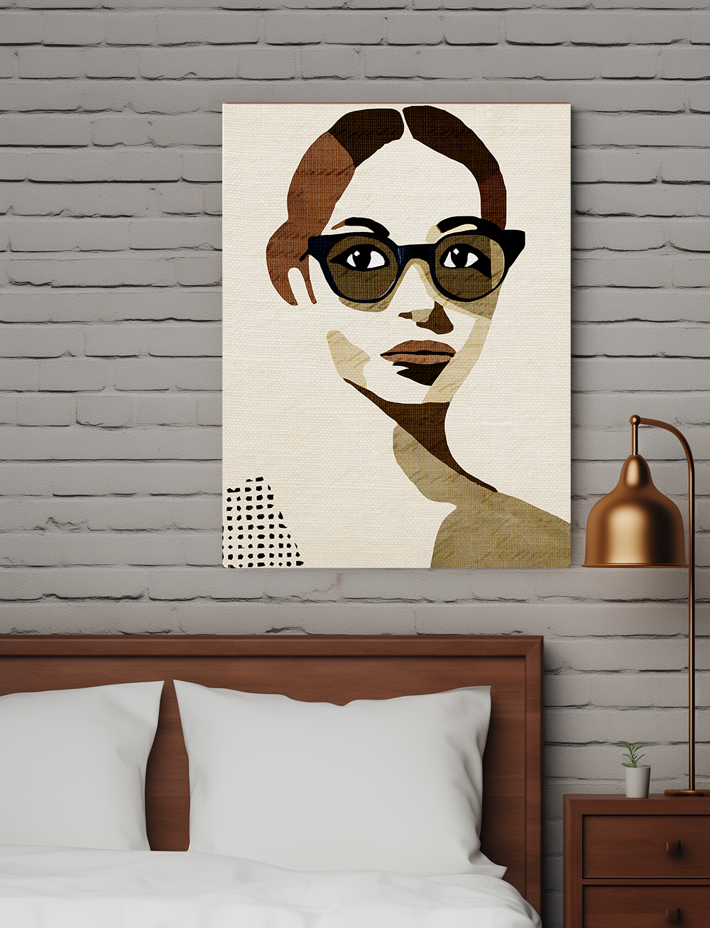 Midwest Modern Woman Portrait in Paper Print - Matte Canvas, Stretched, 1.25" -  home decor, wall art, portrait, woman