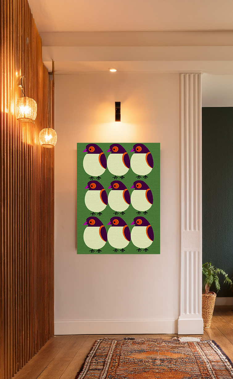 Midwest Modern Pack of Partridges Print - Matte Canvas, Stretched, 1.25" -  home decor, wall art, nature, bird, partridge