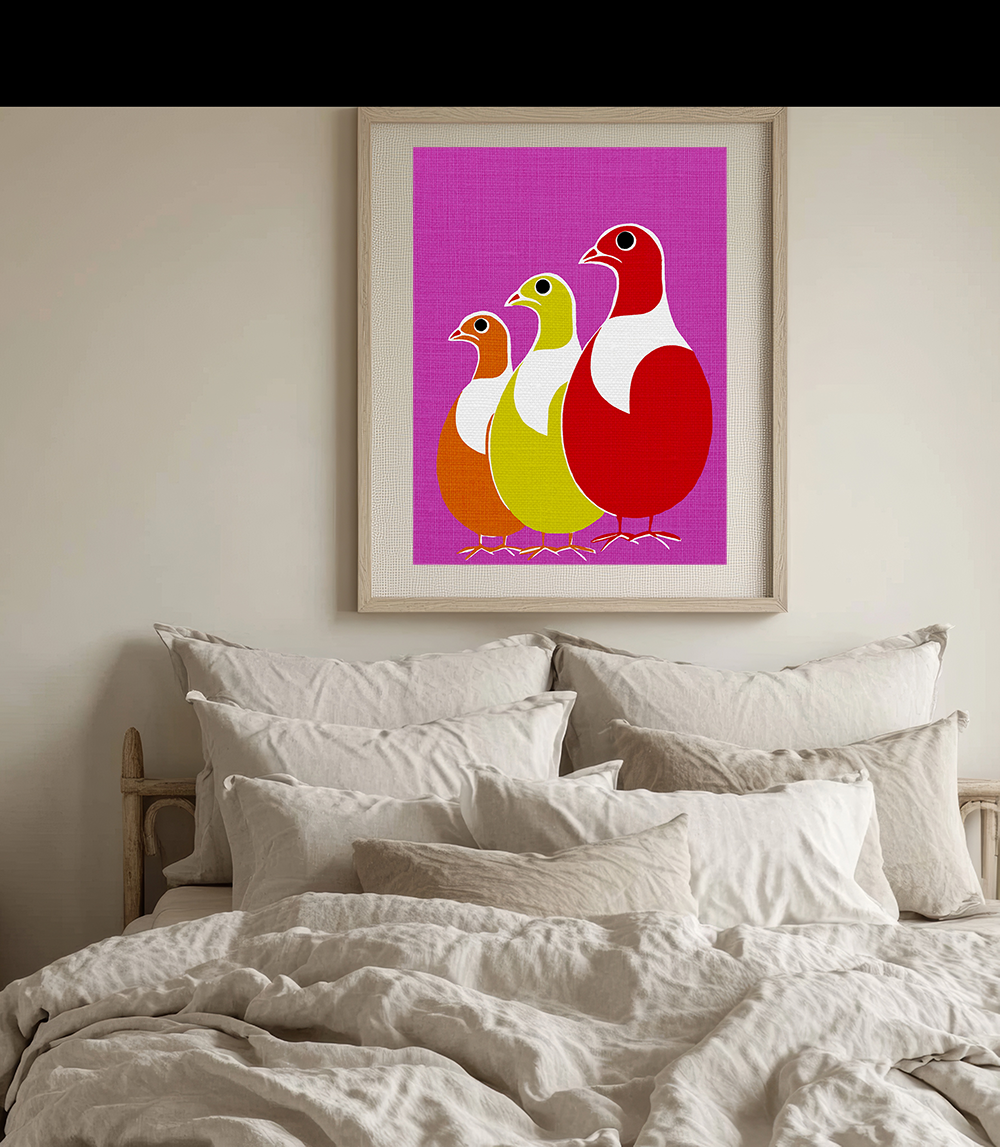 Midwest Modern Abstract Trio of Partridges Pop Art - Matte Canvas, Stretched, 1.25" -  home decor, wall art, pop, partridge