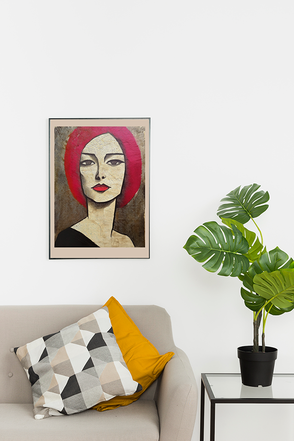 Abstract Woman Girl Portrait Pink Positive Print - Matte Canvas, Stretched, 1.25"