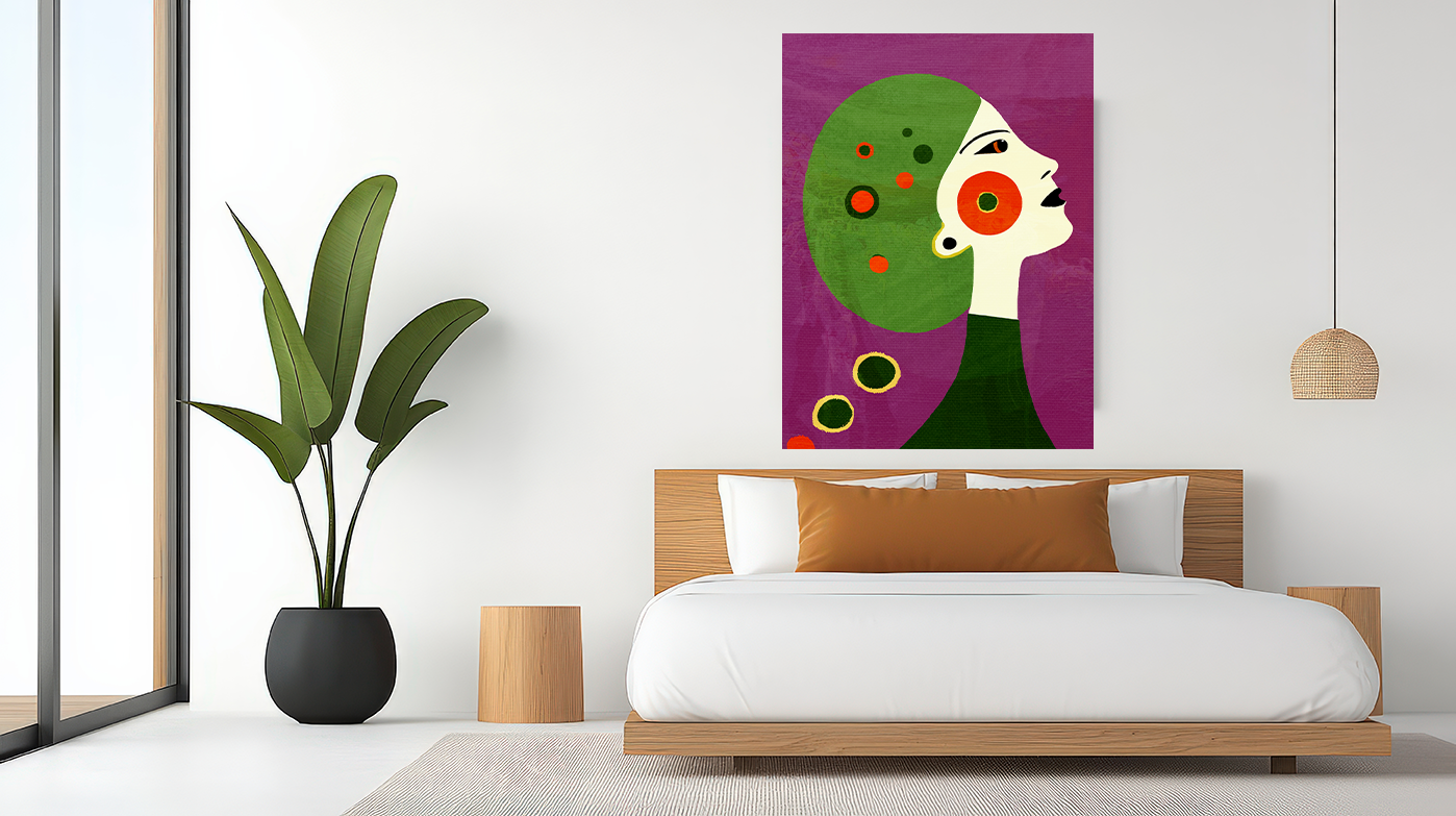 Midwest Modern Pop Art Girl Portrait Print - Matte Canvas, Stretched, 1.25" -  home decor, wall art, portrait, woman