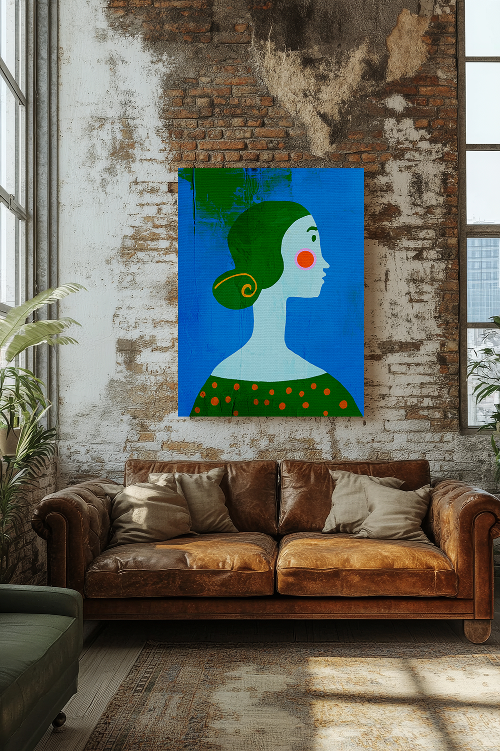 Midwest Modern Pop Art Girl Portrait No. 2 Print - Matte Canvas, Stretched, 1.25" -  home decor, wall art, portrait, woman