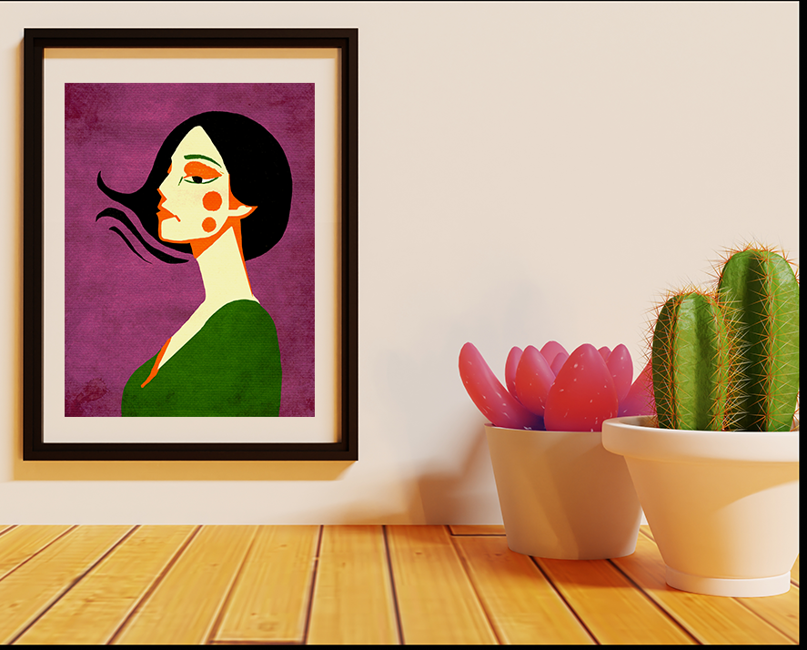 Midwest Modern Pop Art Girl Portrait No. 3 Print - Matte Canvas, Stretched, 1.25" -  home decor, wall art, portrait, woman