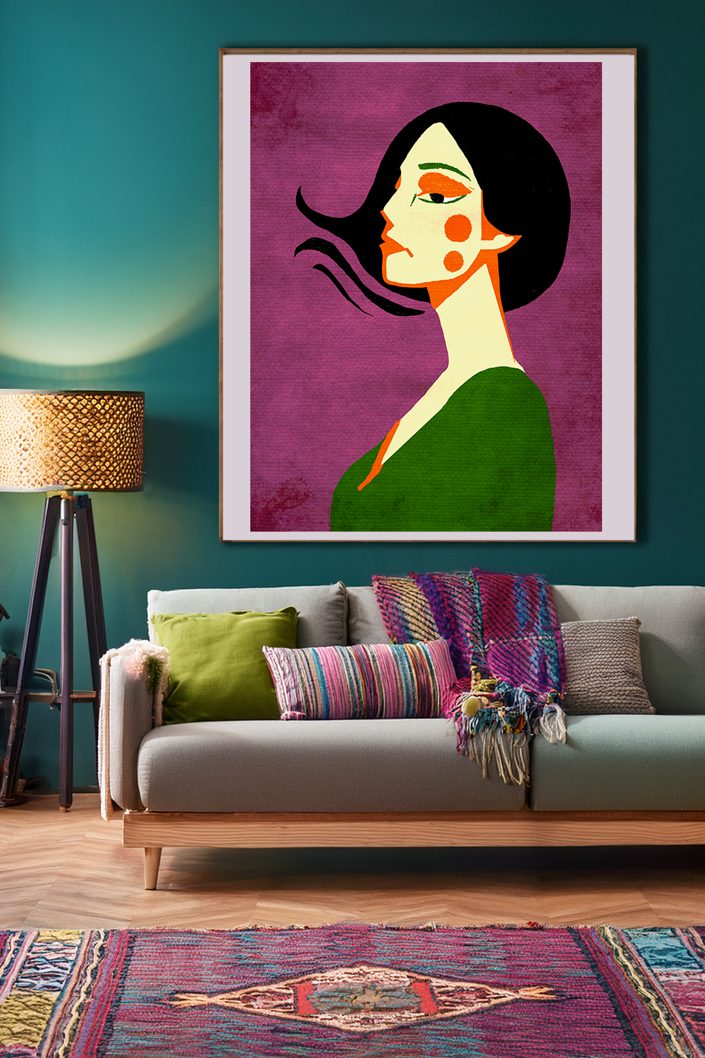 Midwest Modern Pop Art Girl Portrait No. 3 Print - Matte Canvas, Stretched, 1.25" -  home decor, wall art, portrait, woman