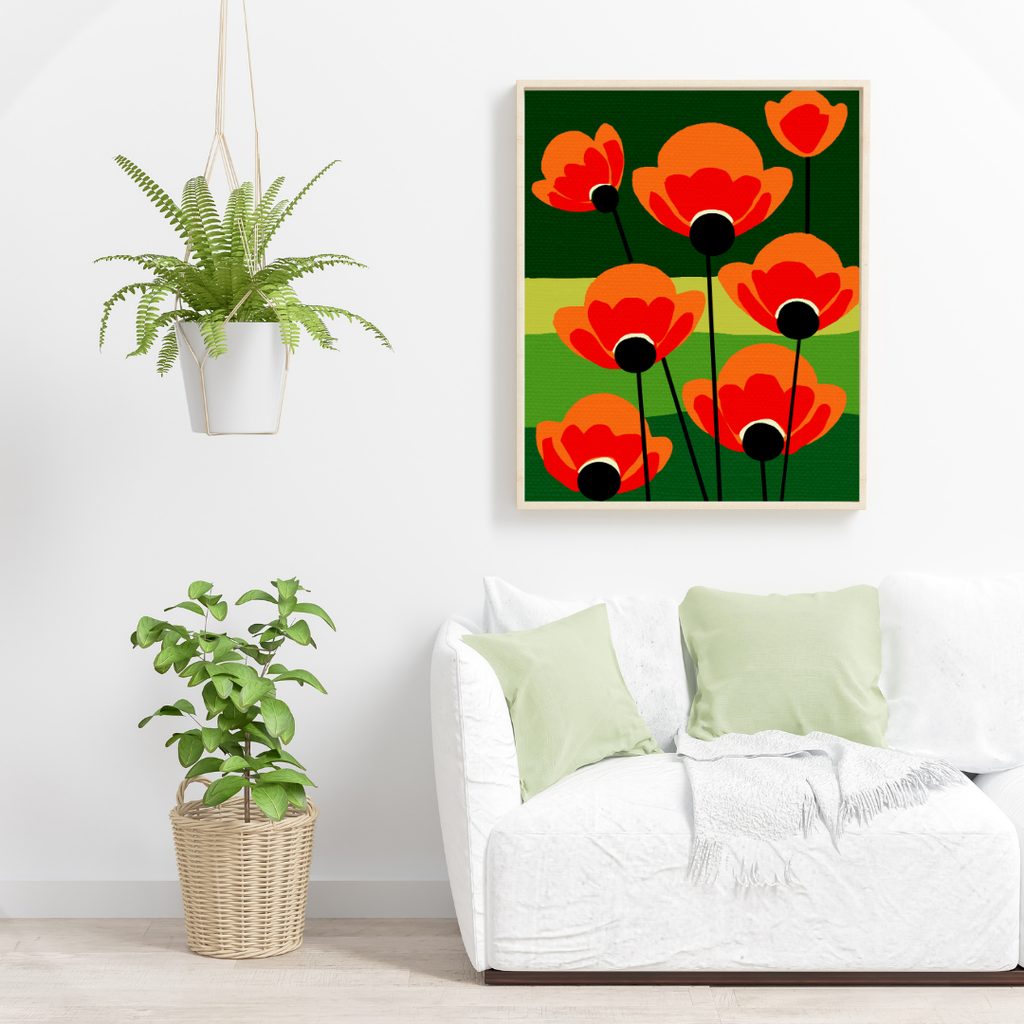 Midwest Modern Abstract Bold Poppies Print - Matte Canvas, Stretched, 1.25" -  home decor, wall art, nature, floral, poppy