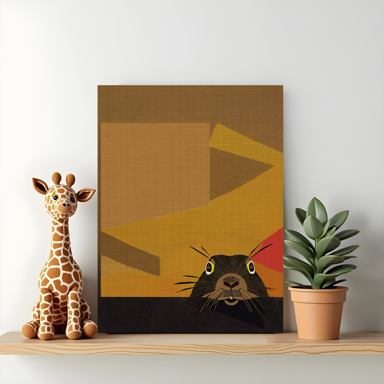 Modern Abstract Midwest South Dakota Prairie Dog  - Matte Canvas, Stretched, 1.25"