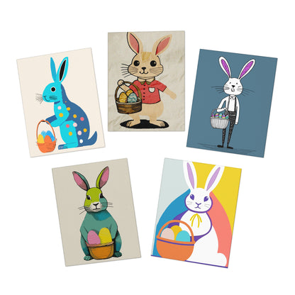 Multi-Design Springtime Easter Bunny Greeting Card (5-Pack) Number Two -  Holiday Collection