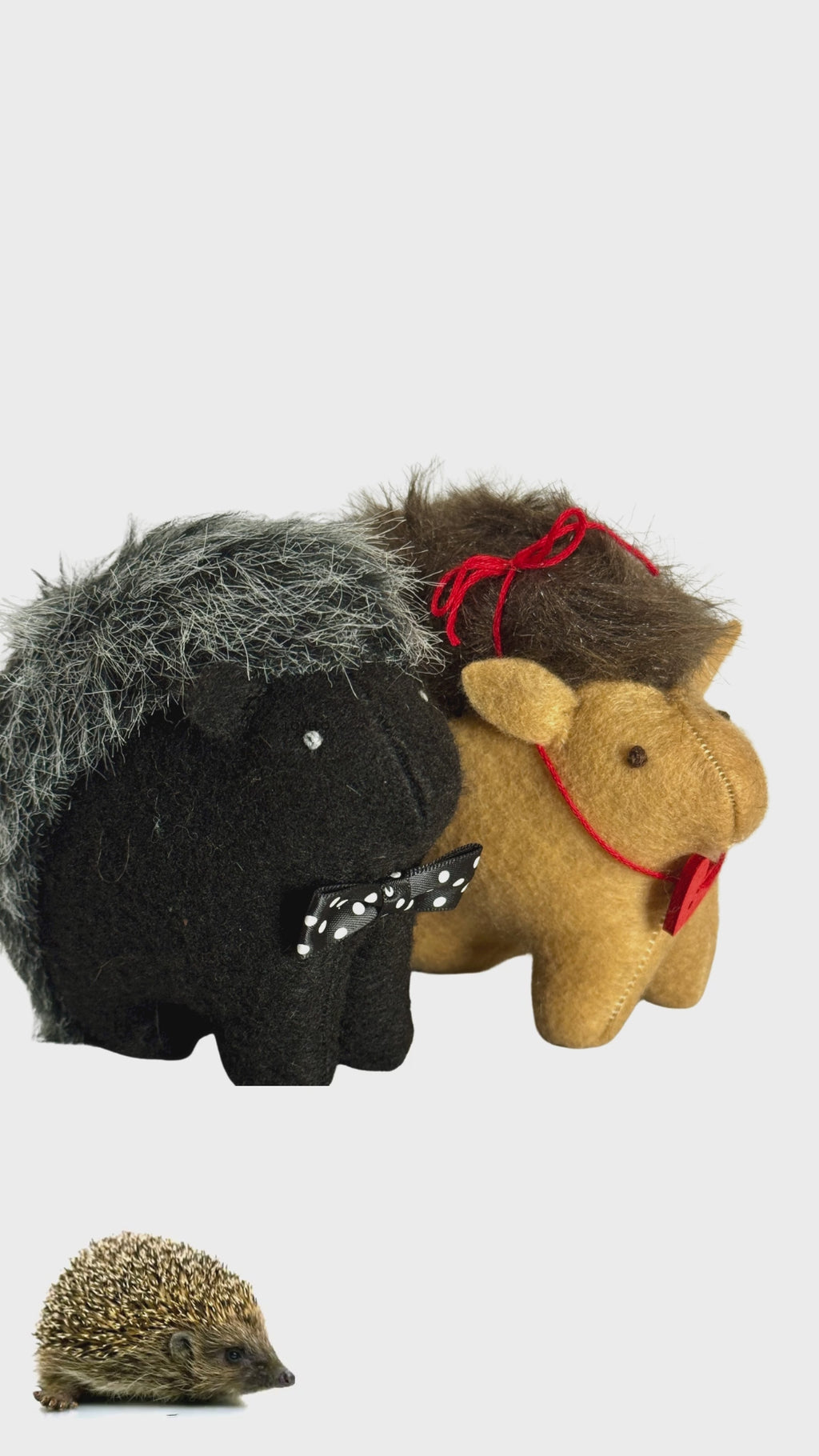 Hedgehog Pair Couple in Love - One of a Kind - Soft Art Plush