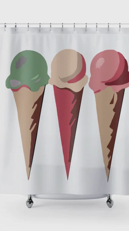 Modern Ice Cream Cone Shower Curtain