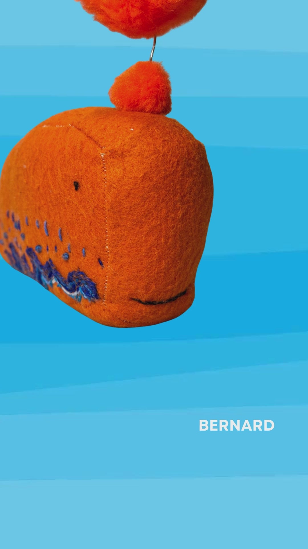 Bernard The Orange Whale- One of a Kind - Soft Art Plush - Cubicle Cutie