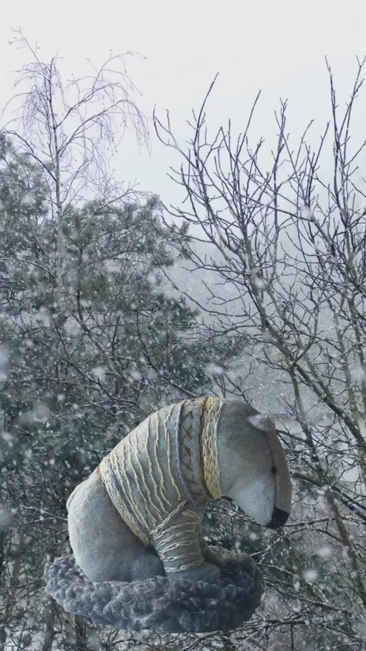 Snowbird - Winter Sweater Bear - Seasonal Sidekick — One-of-a-Kind Soft Art Sculpture