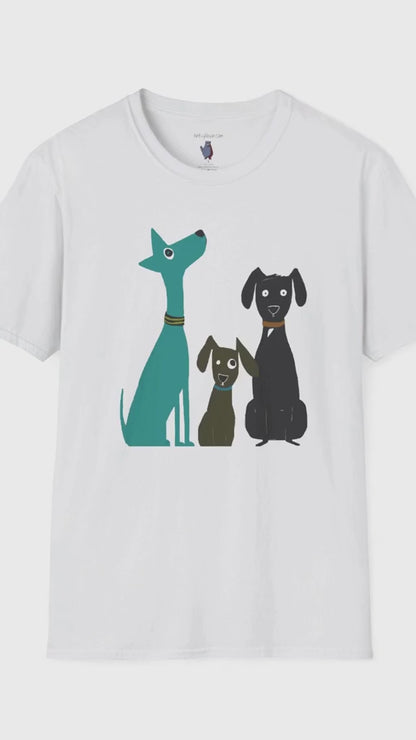 Retro Dog Duo Graphic Art - 100% Cotton T-Shirt