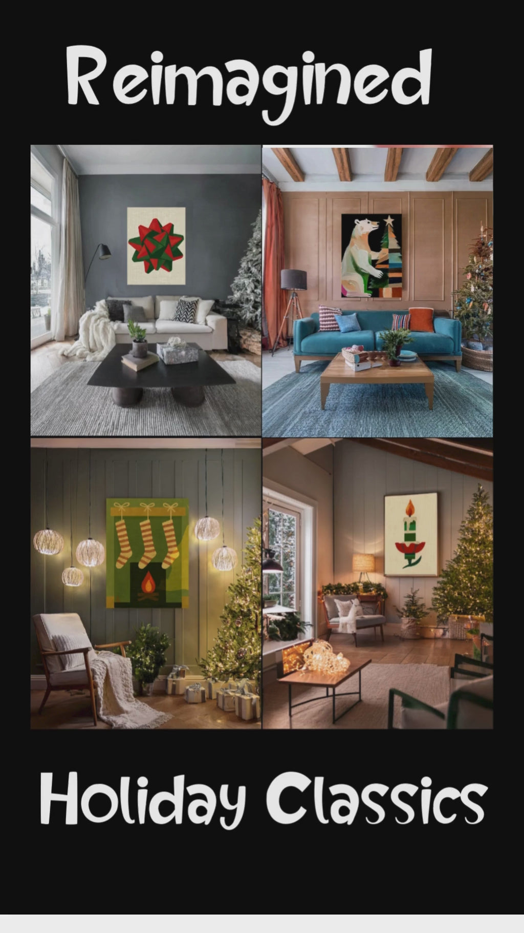 Midwest Mod Seasonal Christmas Art Print - Retro Aluminum Christmas Tree - Matte Canvas, Stretched, 1.25"