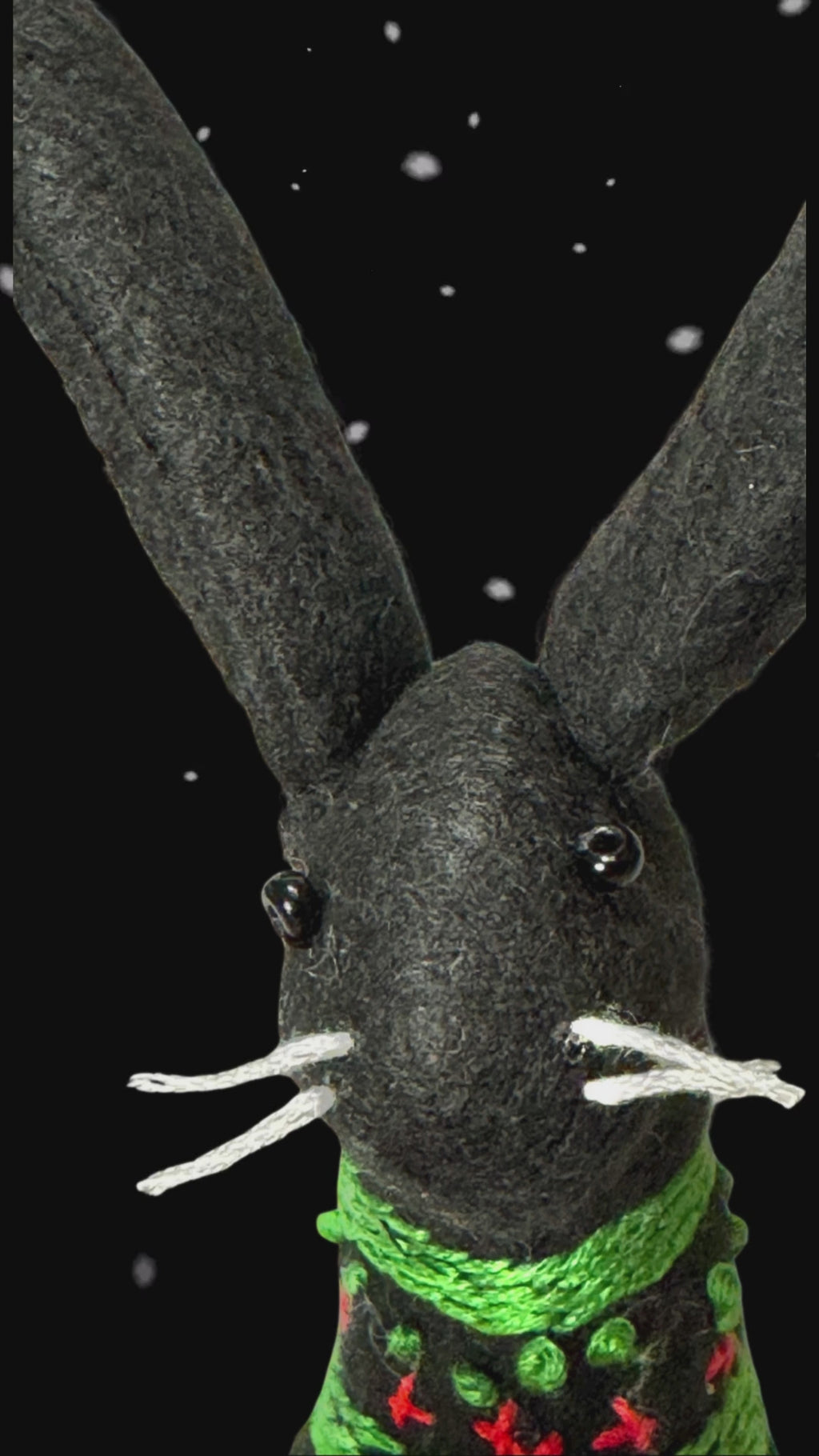 Rare Melanistic Midnight Snowshoe Holiday Hare - One of a Kind - Soft Plush Collectible