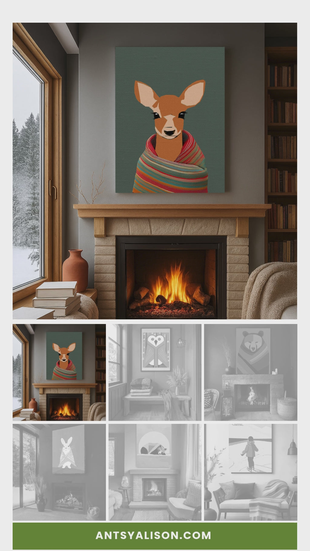 Midwest Mod To Skate or To Sled Winter Art Print - Matte Canvas, Stretched, 1.25"