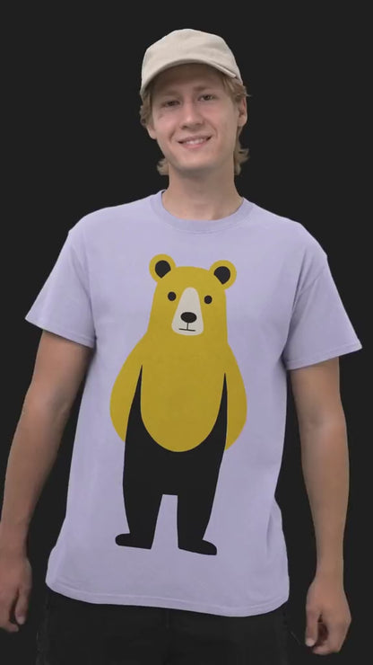 Bear in Yellow Graphic Art - 100% Cotton T-Shirt