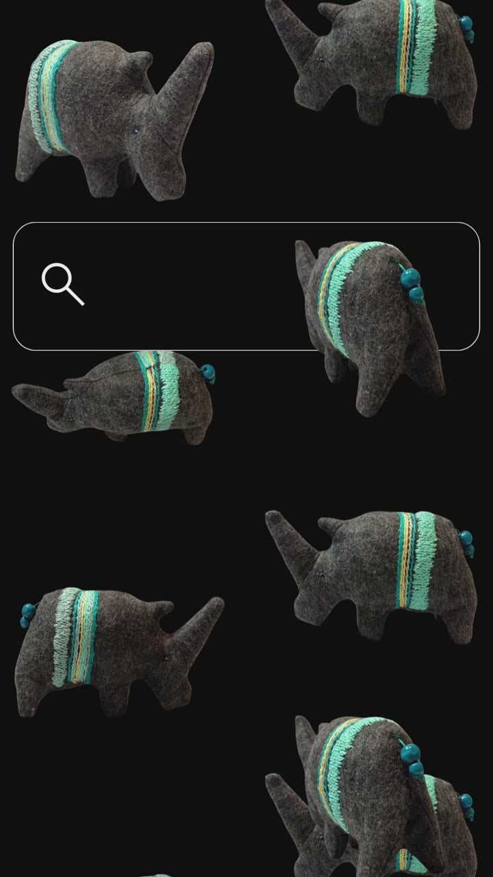 Irwin the Rhino - One of a Kind Artisan Felt Creation - Savannah Collection