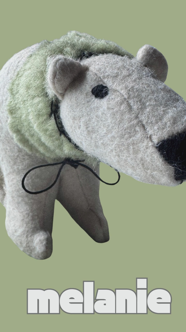 MELANIE - Winter Shawl Polar Bear - Seasonal Sidekick — One-of-a-Kind Soft Art Sculpture