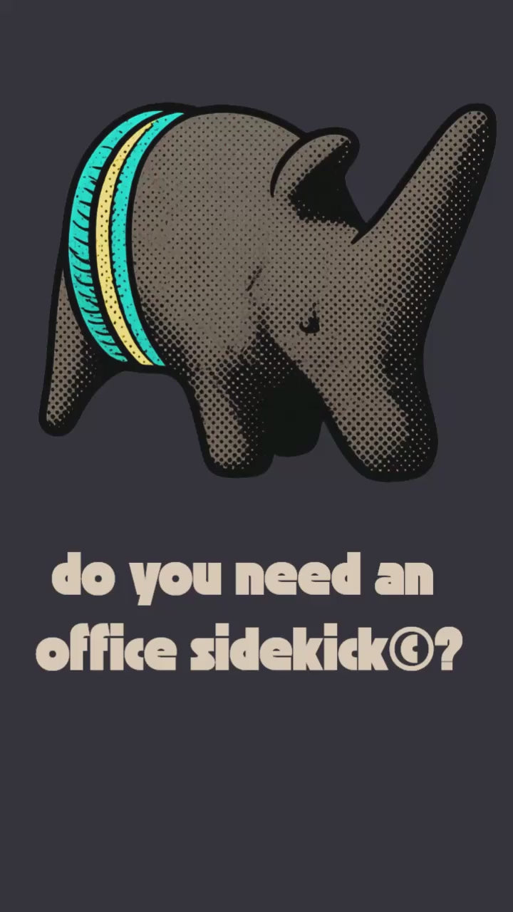 Office Sidekick Irwin the Rhino - One of a Kind Artisan Collectible Plush