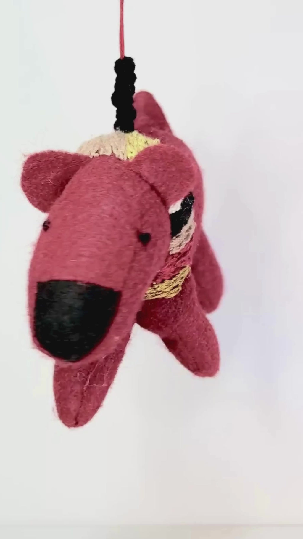 Folk Art Guardian – Hanging Soft Sculpture Ornament Bearfolk Crimson Crabtree- Woodland Collection