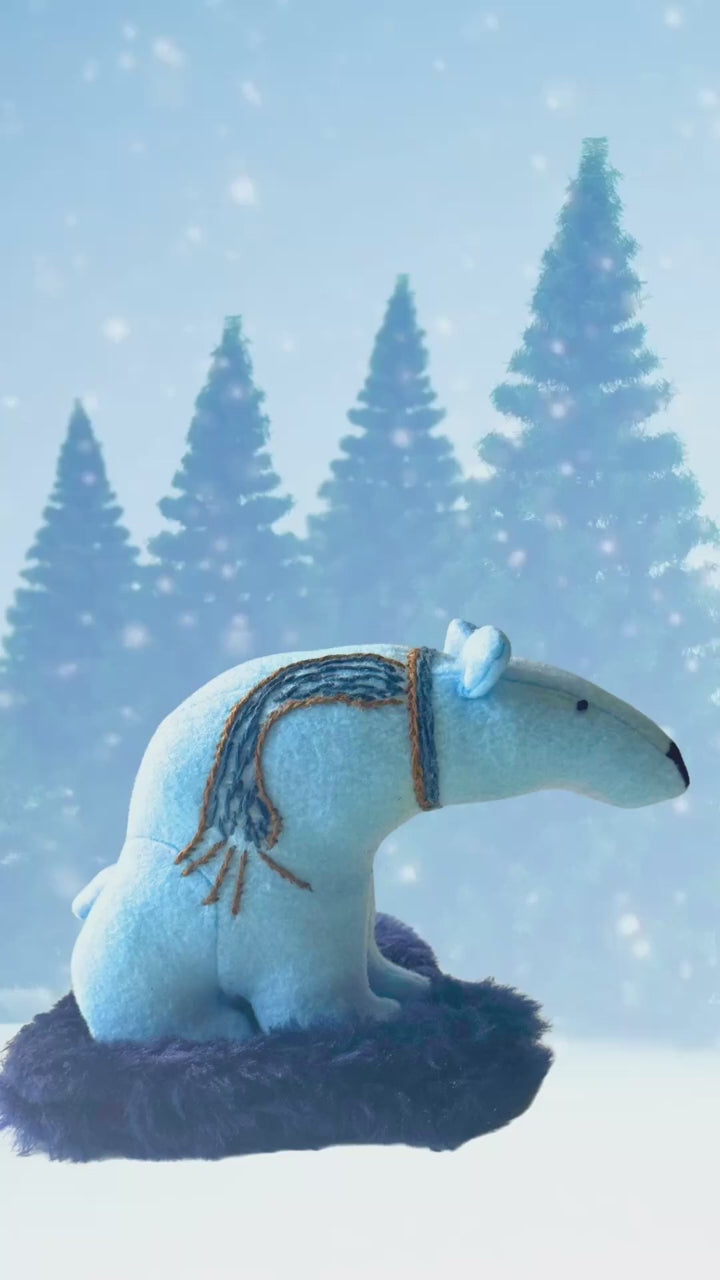 Blueberry - Winter Scarf Bear - Seasonal Sidekick — One-of-a-Kind Soft Art Sculpture