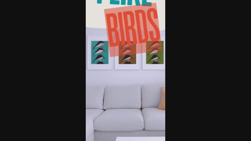Midwest Modern Retro Stack of Birds In Green Art Print  - Matte Canvas, Stretched, 1.25"