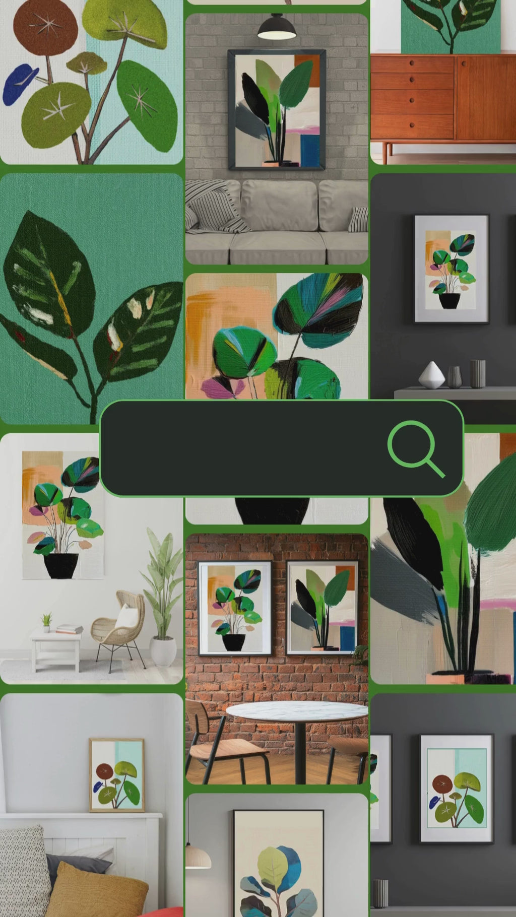 Midwest Mod Abstract Houseplant Plant Art Print No. 400 - Matte Canvas, Stretched, 1.25"