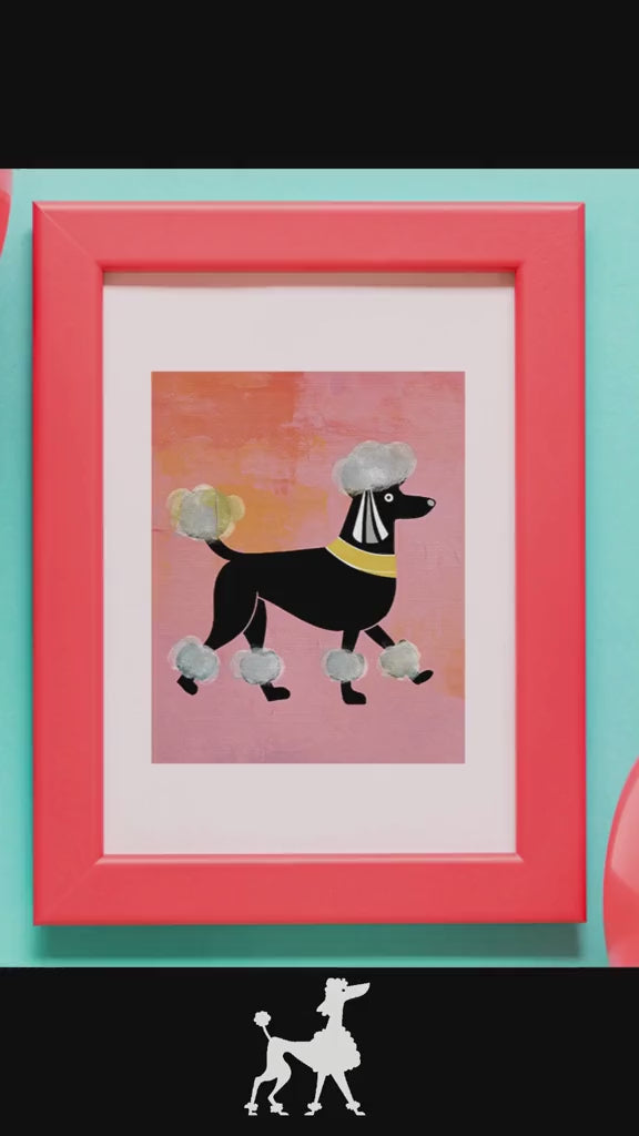 Midwest Modern Nighttime Poodle Art Print - Matte Canvas, Stretched, 1.25"