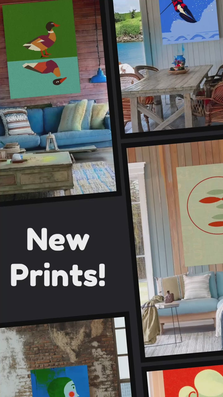 Midwest Modern Circular Desk Clock Pop Art Print - Matte Canvas, Stretched, 1.25" -  home decor, wall art, mcm, clock, office art