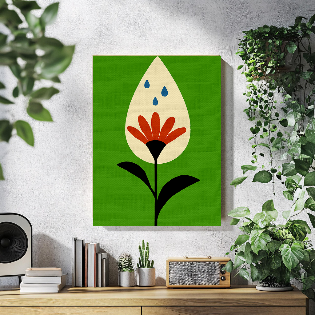 Modern MCM Green Chair Art Print - Matte Canvas, Stretched, 1.25" -  home decor, wall art, mod chair, blankets