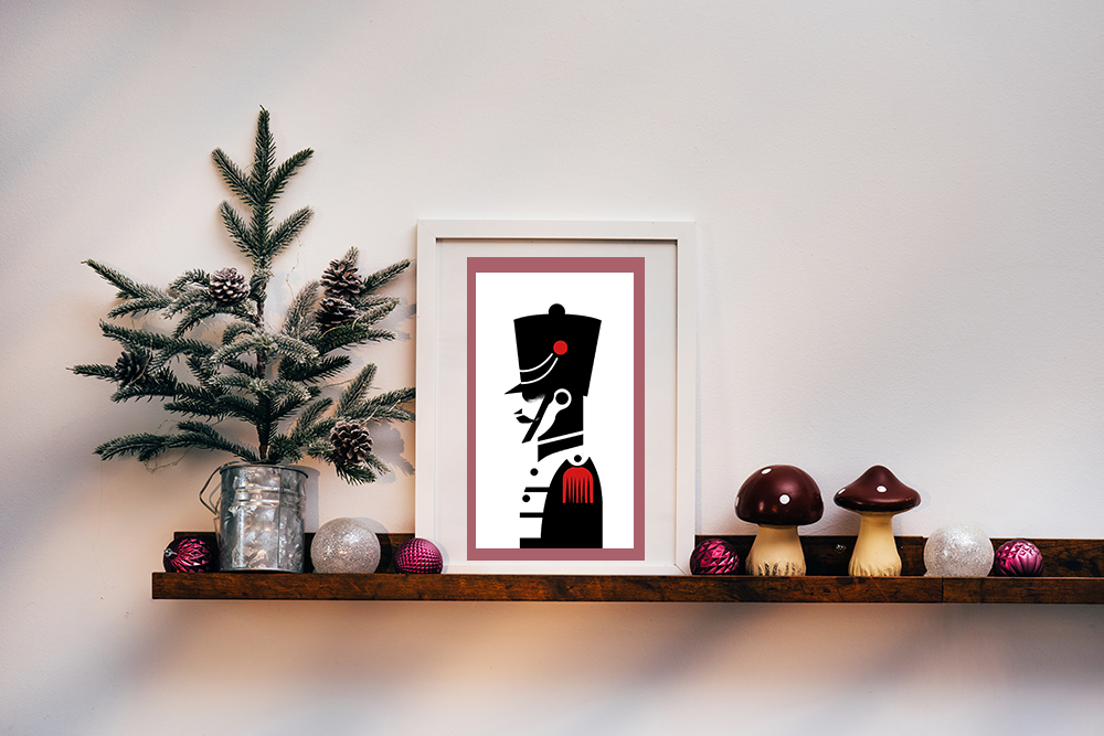 Midwest Mod Nutcracker Silhouette in Green Seasonal Silk Poster, Indoor and Outdoor Decor, Unique Home Decor, Seasonal Decor, Nutcracker, Christmas, Holiday