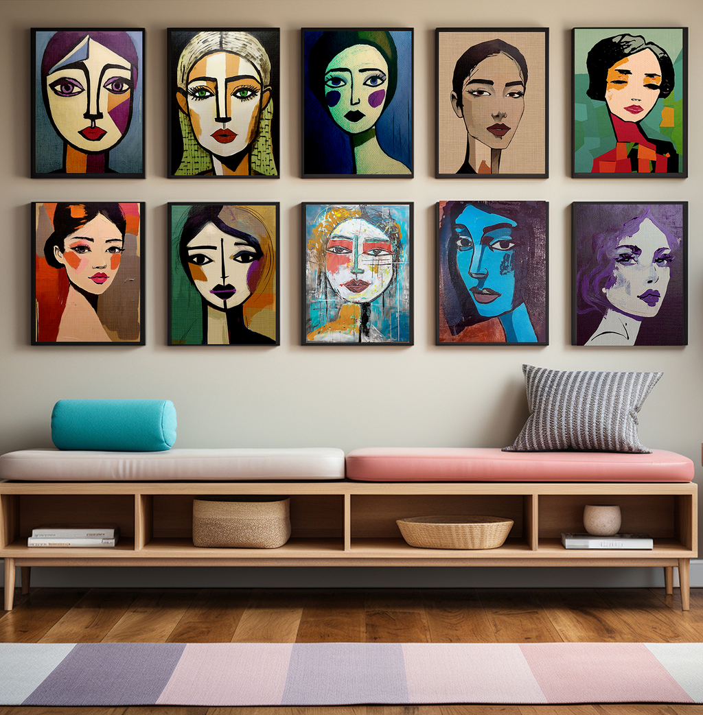 Abstract Midwest Mod Woman Portrait Apprehensive-  Matte Canvas, Stretched, 1.25"
