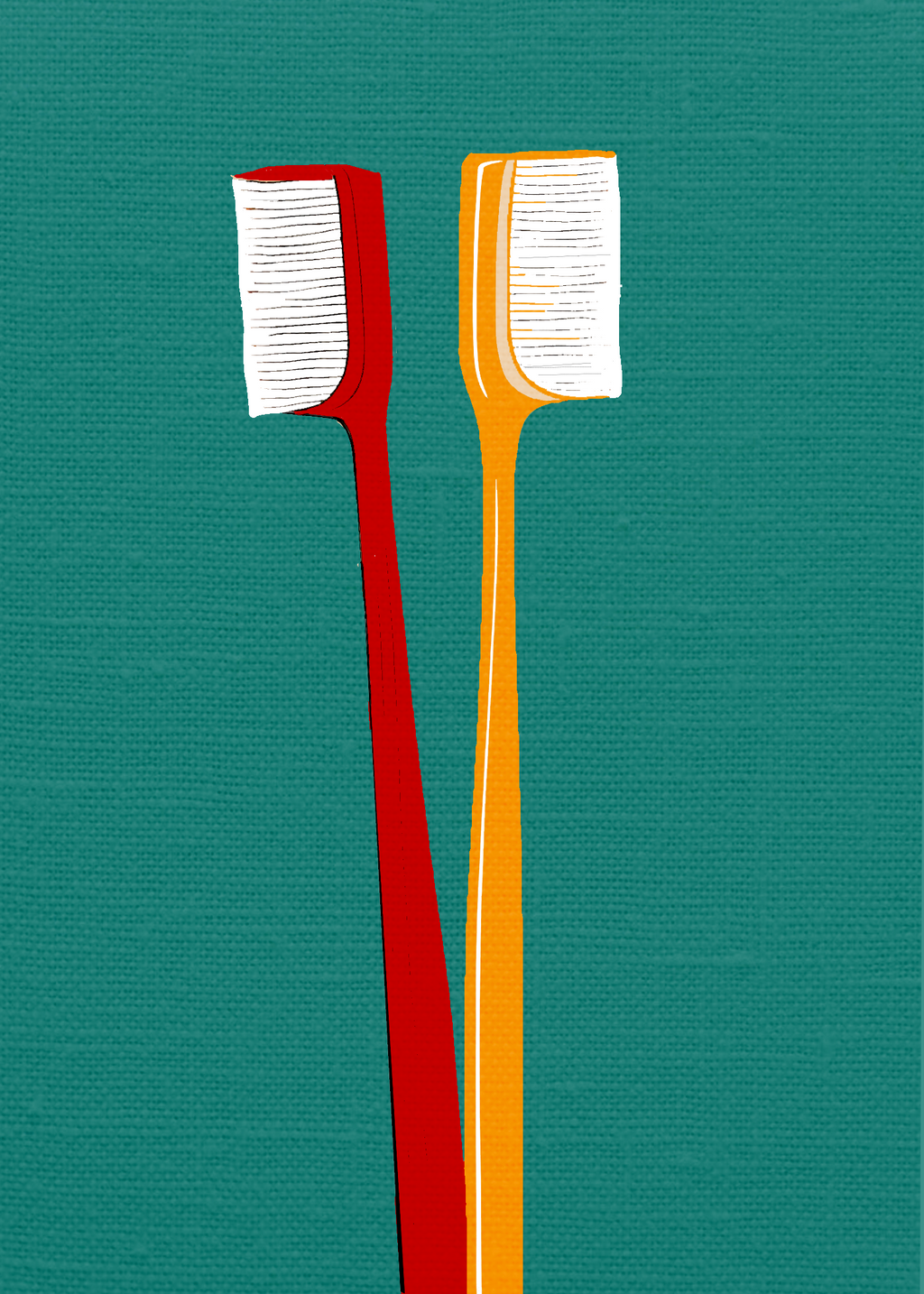 Midwest Modern Pop Art Toothbrush Trio Number Two Bathroom Art Print - Matte Canvas, Stretched, 1.25"