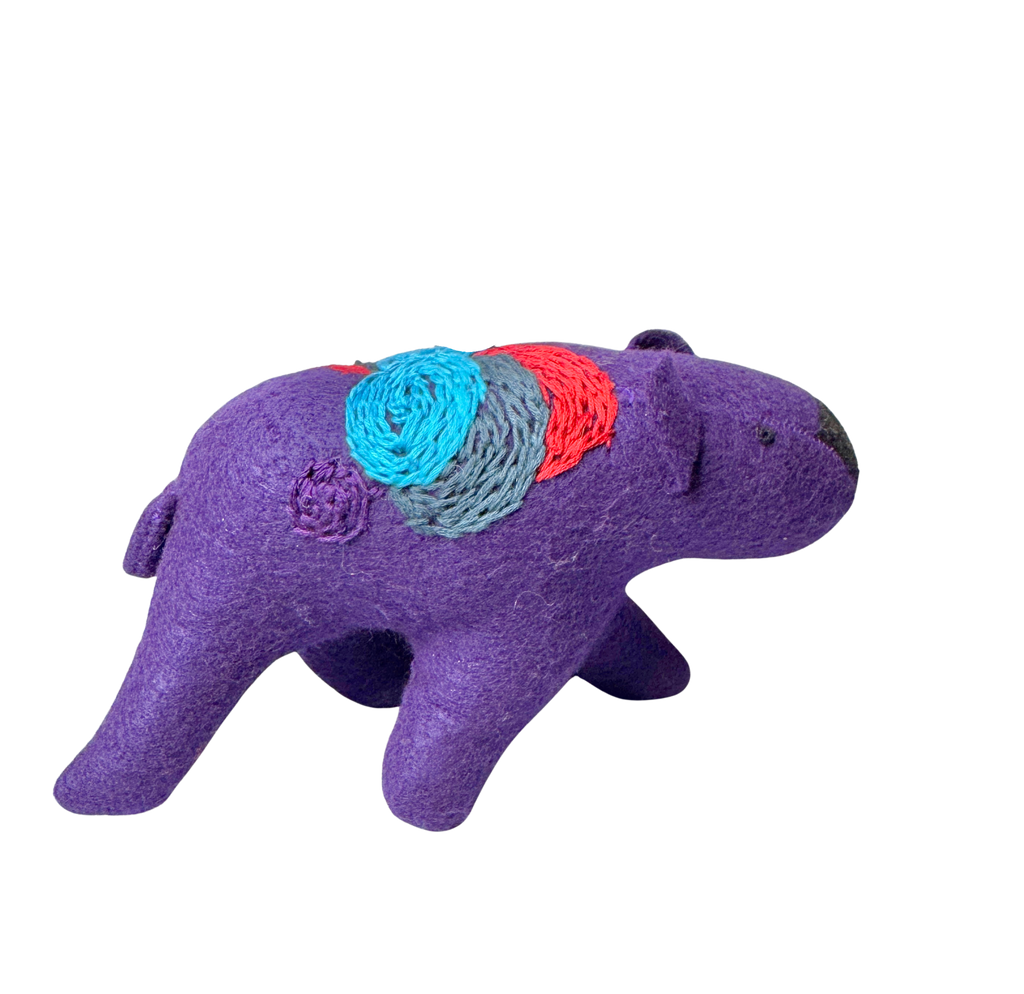 Folk Art Guardian – Hanging Soft Sculpture Ornament Bearfolk - Poppy Glacier- Woodland Collection