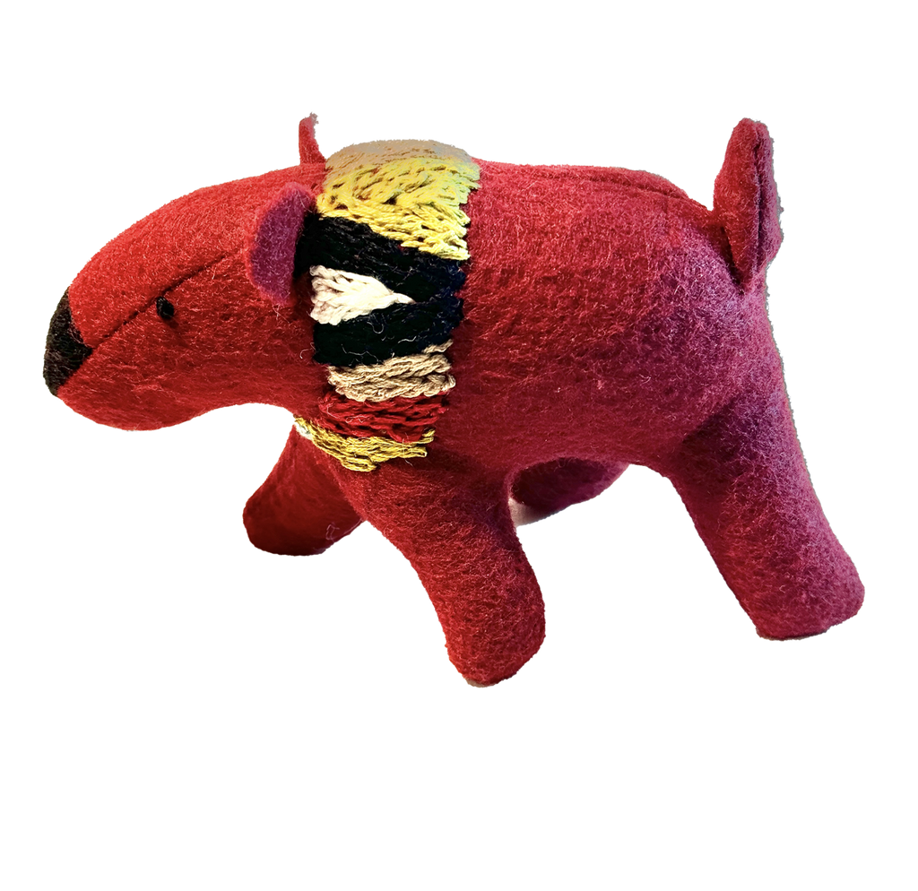 Folk Art Guardian – Hanging Soft Sculpture Ornament Bearfolk Crimson Crabtree- Woodland Collection