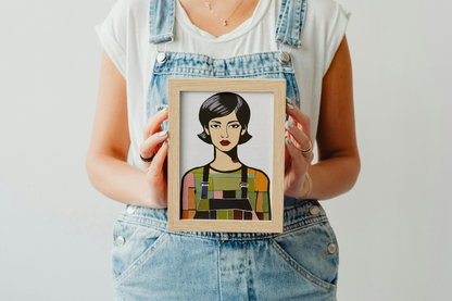 Overalls - Abstract Portrait of Woman - Matte Canvas, Stretched, 1.25"