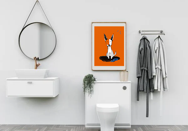 Midwest Mod Rainy Day Dog Art Print - Matte Canvas, Stretched, 1.25"