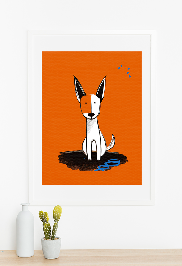 Midwest Mod Rainy Day Dog Art Print - Matte Canvas, Stretched, 1.25"