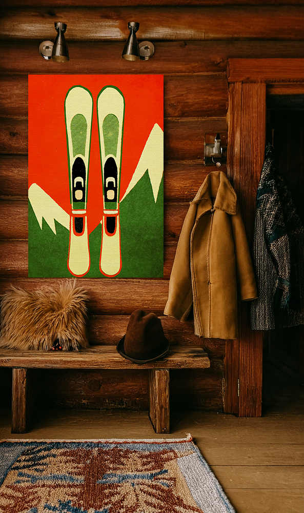 Midwest Modern Icon Pop Retro Winter Skis Print - Matte Canvas, Stretched, 1.25"