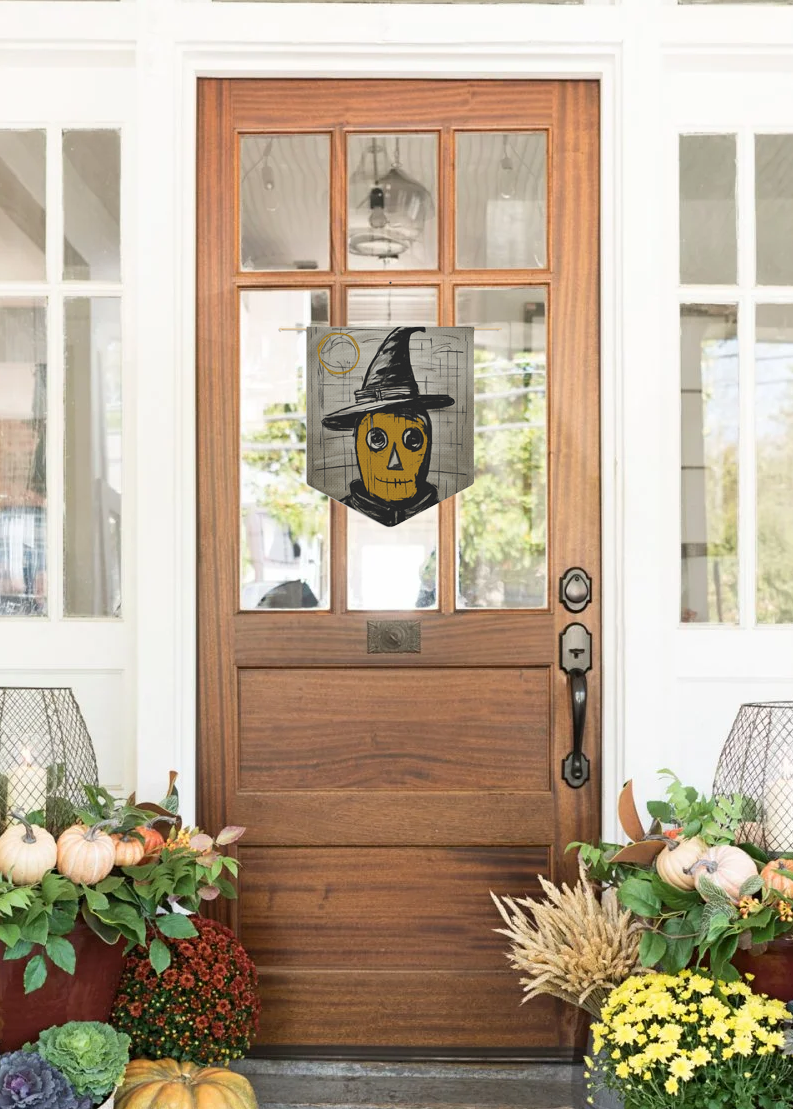 Midwest Mod Creepy Scarecrow Pennant Banner - Halloween Decor, Wall Hanging, Boo Decoration, Party Accessory, Gift Idea