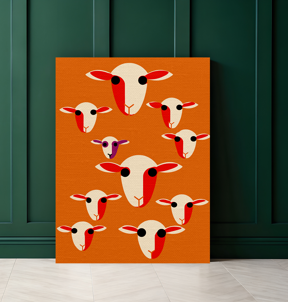Midwest Modern Abstract Black Sheep Pop Art Print - Matte Canvas, Stretched, 1.25" -  home decor, wall art, pop art, sheep