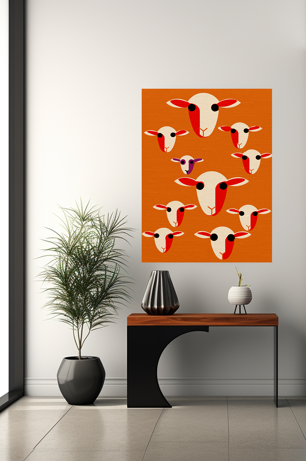 Midwest Modern Abstract Black Sheep Pop Art Print - Matte Canvas, Stretched, 1.25" -  home decor, wall art, pop art, sheep